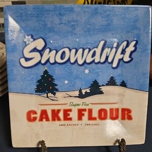 Oneida Snowdrift Cake Flour Ceramic Tile - Blue and White